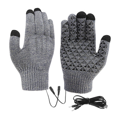 Rechargeable Electric Heated Gloves USB Heated Knitted Gloves Skiing Climbing Motorcycle Gloves Touch Screen Winter Hand Warmer